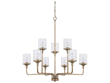 Capital Lighting Colton 9-Light Aged Brass Glass Cylinder Chandelier