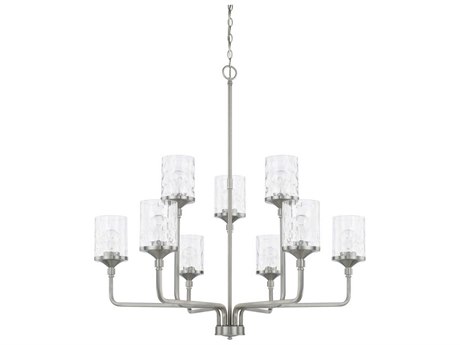 Capital Lighting Colton 9-Light Brushed Nickel Glass Cylinder Chandelier