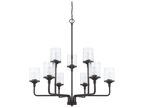 Capital Lighting Colton 9-Light Matte Black Glass Cylinder Chandelier