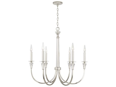 Capital Lighting Laurent 6-Light Polished Nickel Crystal Candelabra Chandelier