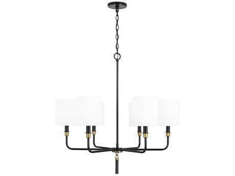 Capital Lighting Beckham 6-Light Glossy Black Aged Brass Candelabra Cylinder Chandelier