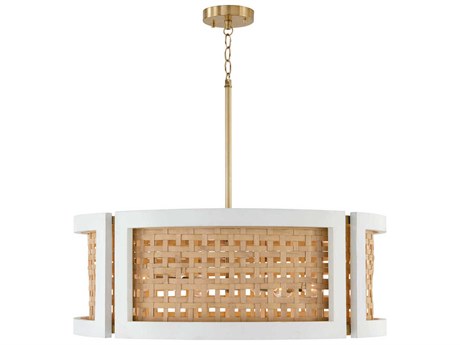 Capital Lighting Lola 6-Light Flat White And Matte Brass Drum Chandelier