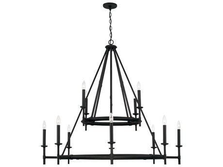 Capital Lighting Ogden 12-Light Brushed Black Iron Candelabra Round Tiered Chandelier