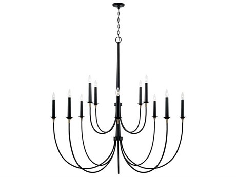 Capital Lighting Amara 12-Light Matte Black With Brass Candelabra Tiered Chandelier