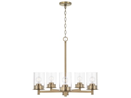 Capital Lighting Mason 5-Light Aged Brass Glass Linear Chandelier
