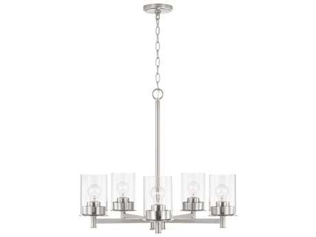 Capital Lighting Mason 5-Light Brushed Nickel Glass Linear Chandelier