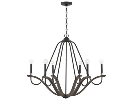 Capital Lighting Clive 6-Light Carbon Grey Black Iron Candelabra Chandelier