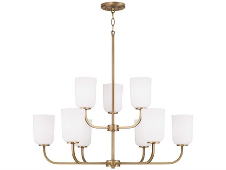 Capital Lighting Lawson 9-Light Aged Brass Glass Tiered Chandelier