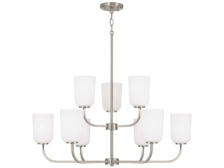 Capital Lighting Lawson 9-Light Brushed Nickel Glass Tiered Chandelier