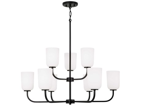 Capital Lighting Lawson 9-Light Matte Black Glass Tiered Chandelier