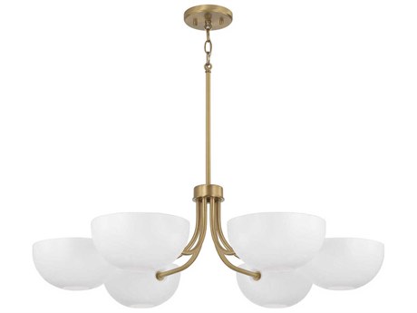 Capital Lighting Reece 6-Light Aged Brass And White Bowl Chandelier