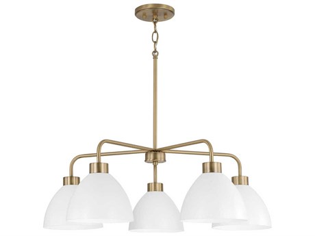Capital Lighting Ross 5-Light Aged Brass And White Dome Chandelier
