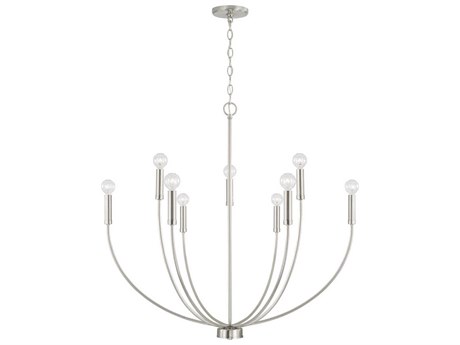Capital Lighting Ansley 9-Light Brushed Nickel Brass Candelabra Chandelier