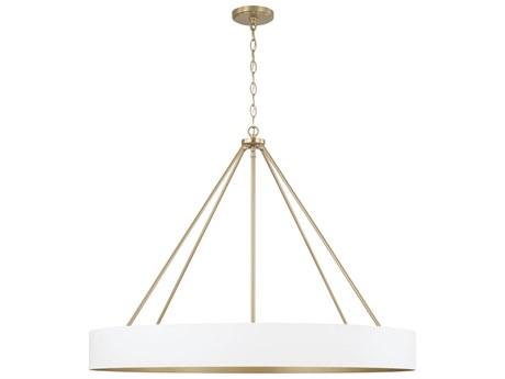 Capital Lighting Weller 6-Light Matte Brass White Round Chandelier