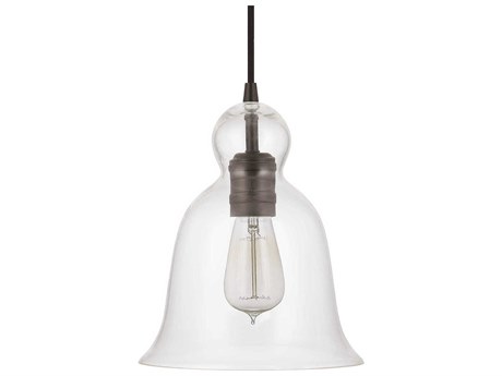 Capital Lighting 1-Light Burnished Bronze Glass Bell Mini Pendant