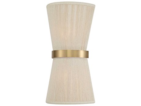 Capital Lighting Cecilia 2-Light Bleached Natural Rope And Patinaed Brass Off White Wall Sconce