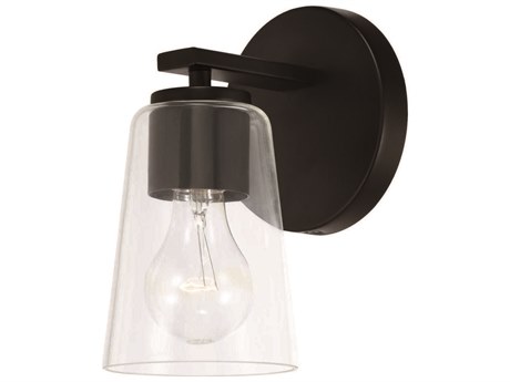 Capital Lighting Portman 1-Light Matte Black Glass Wall Sconce