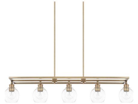 Capital Lighting Mid Century 5-Light Aged Brass Glass Island Pendant