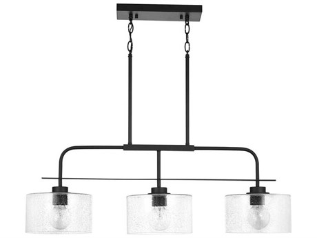 Capital Lighting 3-Light Matte Black Drum Island Pendant