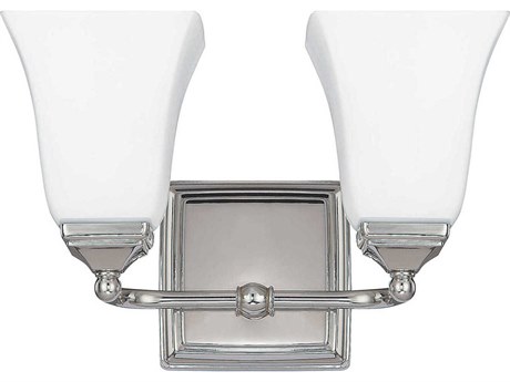 Capital Lighting 2-Light Polished Nickel Glass Vanity Light