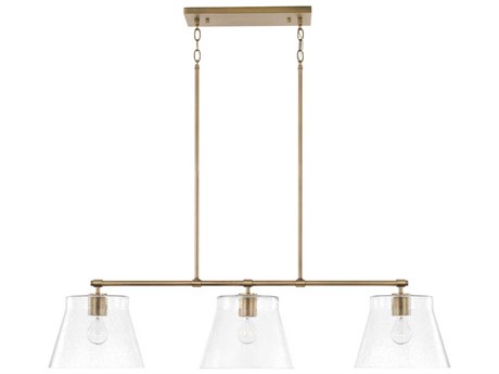 Capital Lighting Baker 3-Light Aged Brass Glass Empire Linear Island Pendant