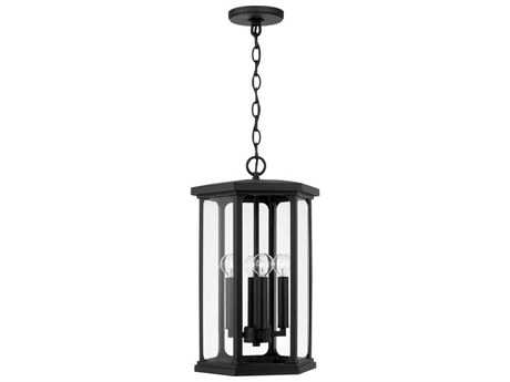 Capital Lighting Walton 4-Light Black Glass Candelabra Lantern Chandelier