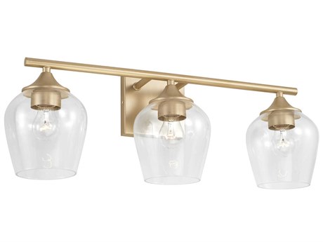 Capital Lighting Reece 3-Light Soft Gold Brass Glass Vanity Light