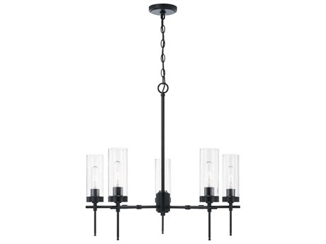 Capital Lighting Riley 5-Light Matte Black Glass Cylinder Chandelier