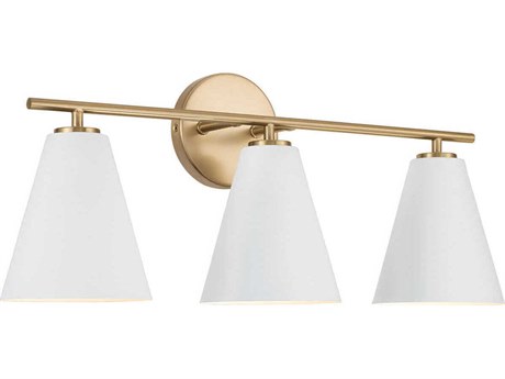 Capital Lighting Charlie 3-Light Matte Brass And White Vanity Light