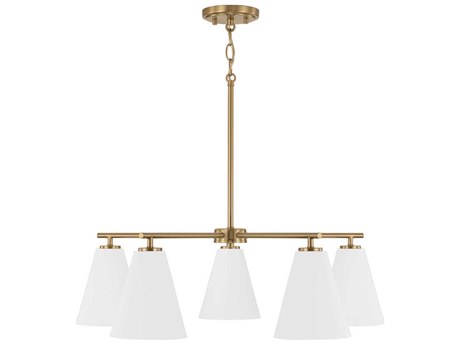 Capital Lighting Charlie 5-Light Matte Brass And White Chandelier