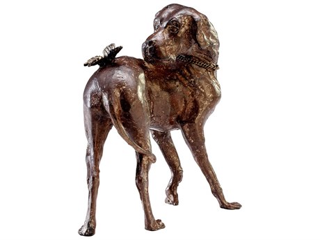 Cyan Design Rubbed Red Dog & Butterfly Sculpture