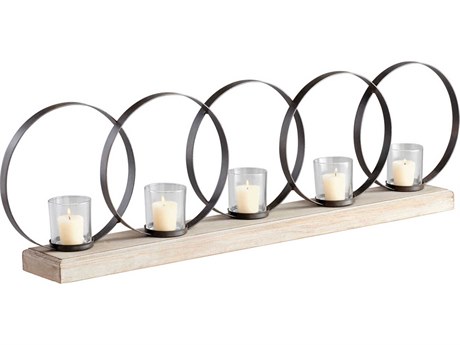 Cyan Design Raw Iron Natural Wood Ohhh Five Candleholder