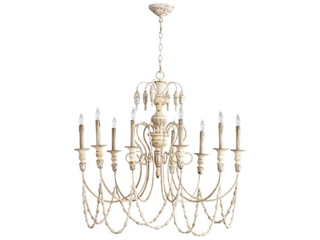 Cyan Design Florine 9-Light Persian White Mystic Silver Traditional Candelabra Chandelier