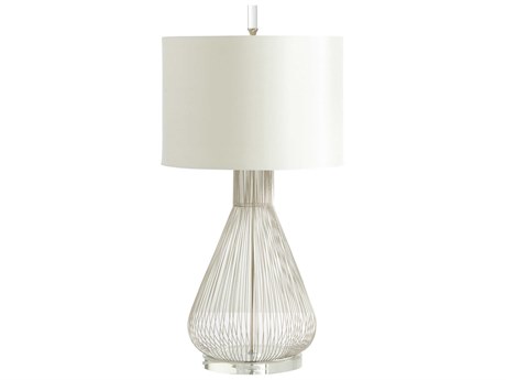 Cyan Design Whisked Fall Satin Nickel Off White Silk Lining Inside Buffet Lamp
