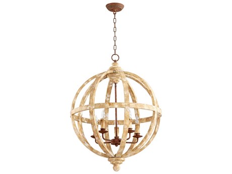 Cyan Design Landon 5-Light Ashfield's Plaster Wood Globe Pendant