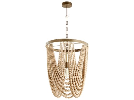 Cyan Design Hammock 1-Light Tinted Raw Iron Wood Pendant