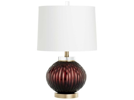 Cyan Design Denley Purple Glass Off White Cotton Table Lamp