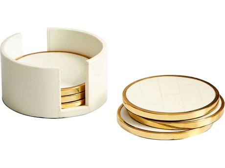 Cyan Design Brass White Gatsby Coasters
