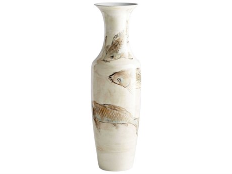 Cyan Design Tan Ivory Playing Koi Vase