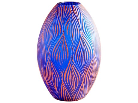 Cyan Design Fused Groove Blue Vase
