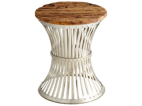Cyan Design Round Raw Iron Natural Wood End Table