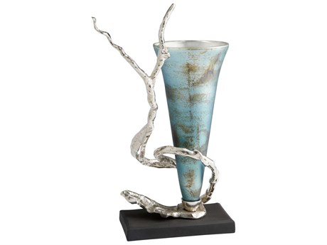 Cyan Design Nickel Blue Mist Glass Gianni Vase