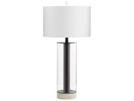 Cyan Design Messier Gunmetal Off White Linen Black Buffet Lamp