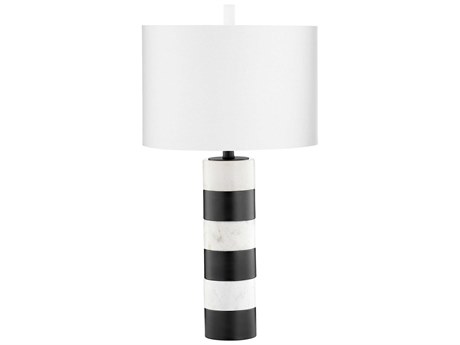 Cyan Design Marceau Incandescent Gunmetal Off White Linen Shade Black Buffet Lamp