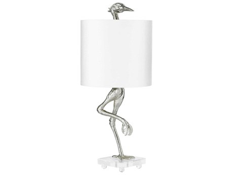 Cyan Design Ibis Silver Leaf White Linen Buffet Lamp