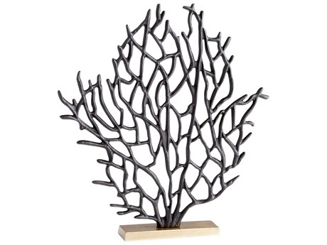 Cyan Design Matt Black Gold Bonzai Sculpture