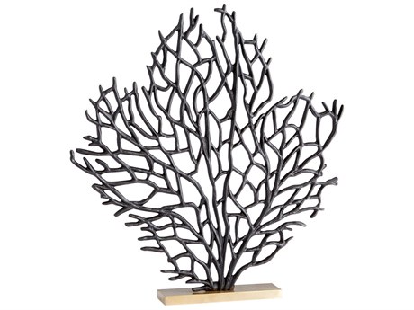 Cyan Design Matt Black Gold Bonzai Sculpture