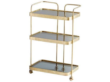 Cyan Design Taverna Glass Antique Brass Bar Cart