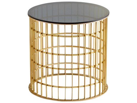 Cyan Design Round Glass Antique Brass End Table