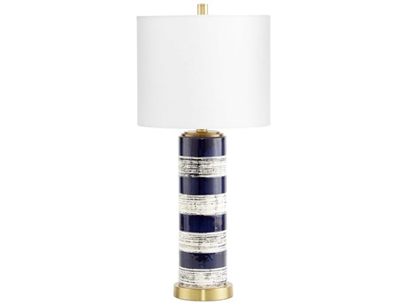 Cyan Design Bristle Brush Blue Off White Linen Shade With Liner Buffet Lamp